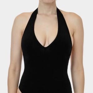 American apparel body suit in black halter top